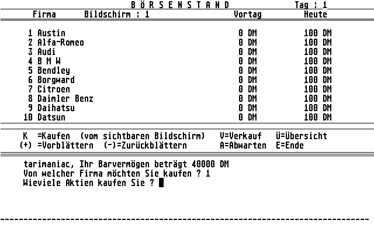 Auto-Börse atari screenshot